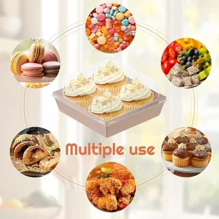 🧁กล่องใส่ขนมเค้ก กล่องแซนวิช 50ใบ มีหลายรูปแบบให้เลือก ฝาพลาสติก PET สามารถใช้บรรจุแซนวิชเค้กและอื่น วัสดุเกรดอา