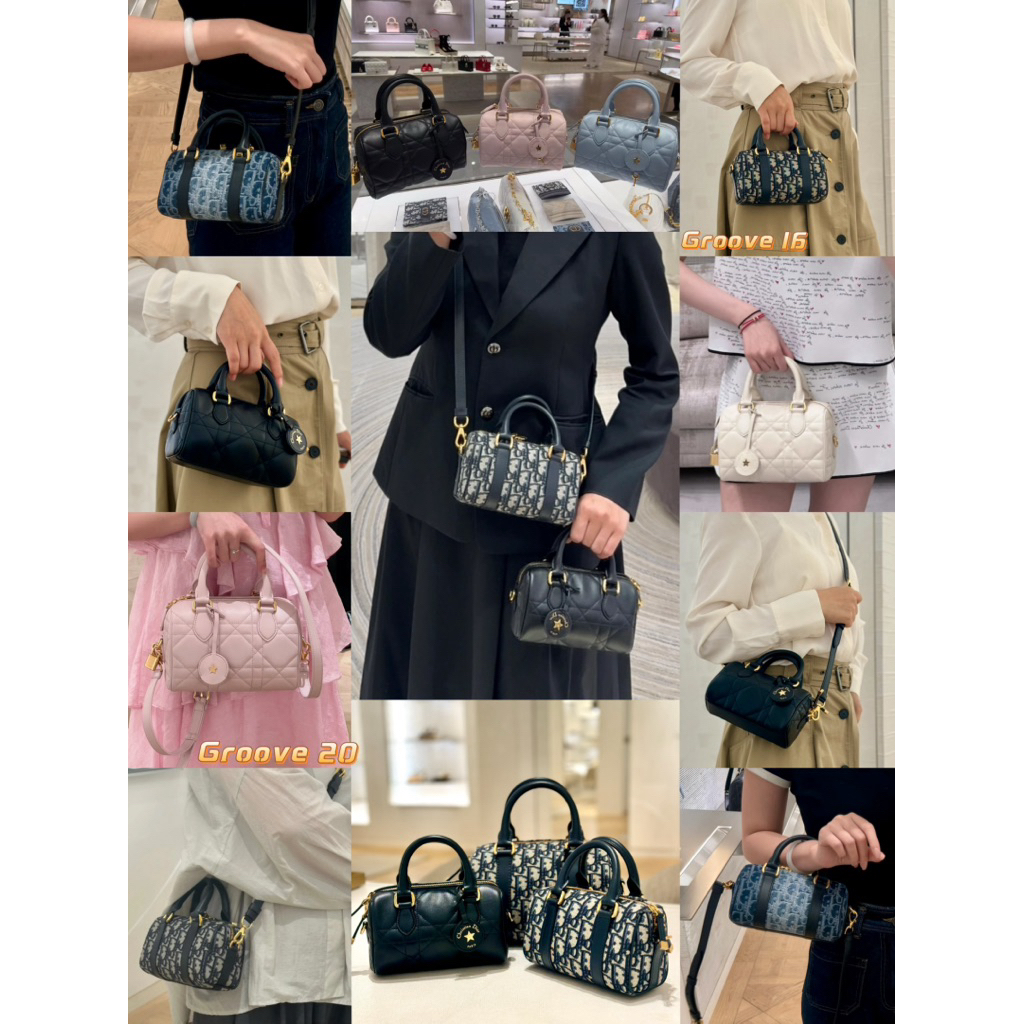 100% Original CD Groove 16/20 พร้อมสายคล้องไหล่ปรับได้ / วัสดุหนังวัวกระเป๋าสะพายไหล่ข้างหนึ่งหลายสีให้เลือก