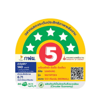 SAMSUNG เครื่องซัก 13 กิโล รุ่น WA70F13E4CST (สีดำ Deep Charcoal)