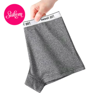 Girls' sports style boxer shorts, simple letter design, pure cotton, antibacterial crotch, mid-waist, tight boxer shorts