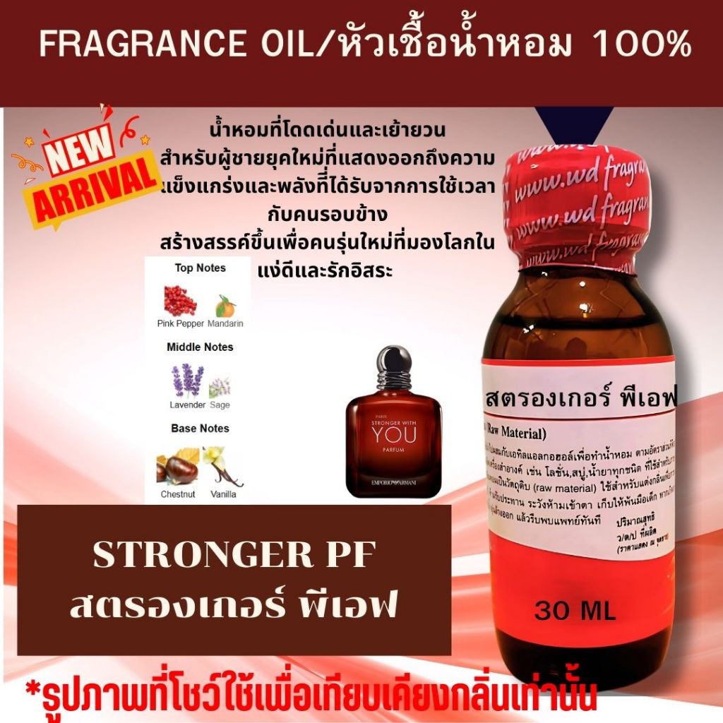หัวน้ำหอม100%  กลิ่น STRONGER PF สตรองเกอร์ พีเอฟ กลิ่นหอมเย้ายวน สำหรับผู้ชายมองโลกในแง่ดี รักอิสระ หัวเชื้อน้ำหอม