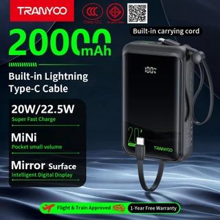 TRANYOO K15【CCC&TIS】10000mAh/20000mAh power bank with built-in Type-C Lightning charging cable, battery level display