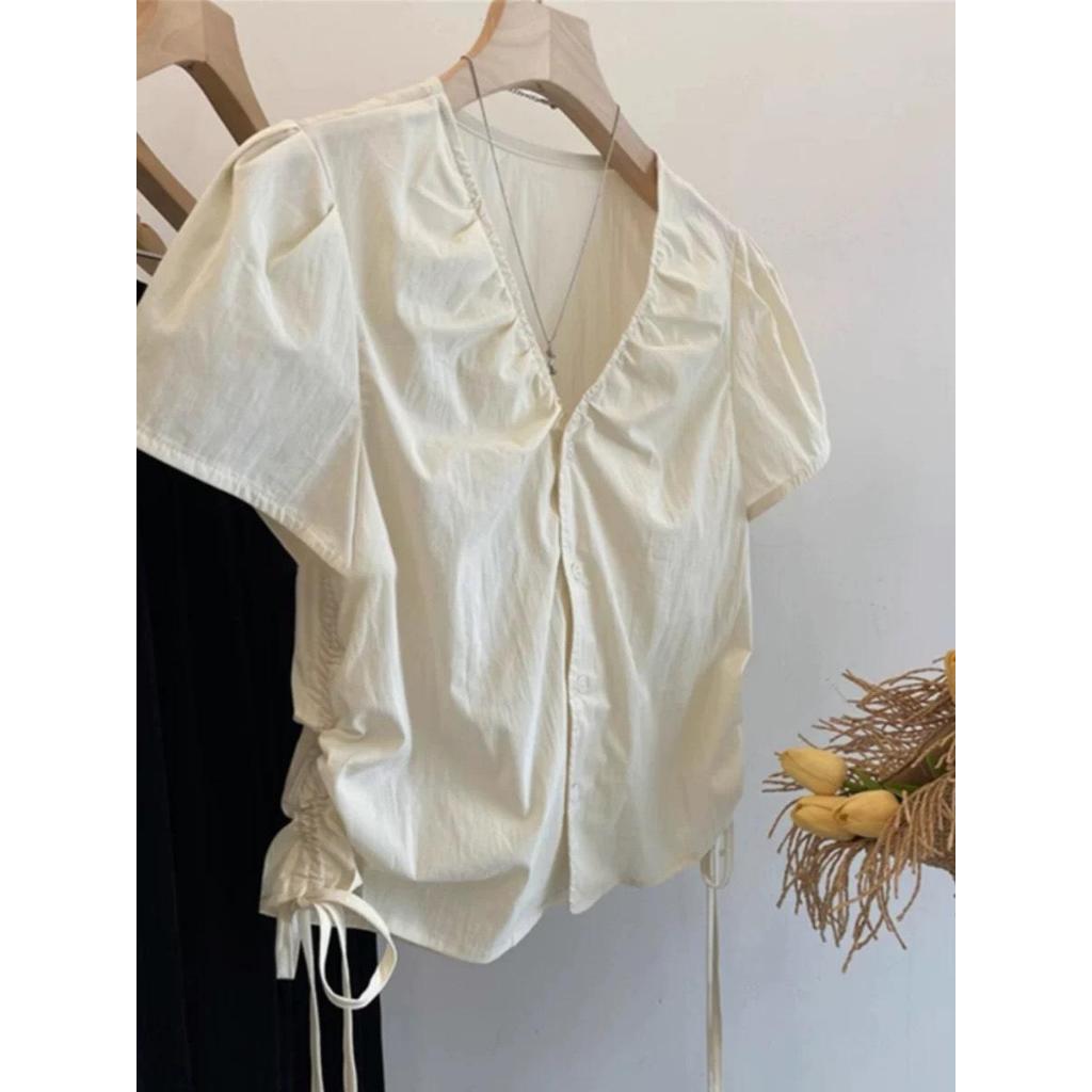 L'NADA【พร้อมส่ง】เสื้อเชิ้ตรูดข้าง จะใส่เข้ารูปหรือปล่อยชิลก็เก๋ (1500)