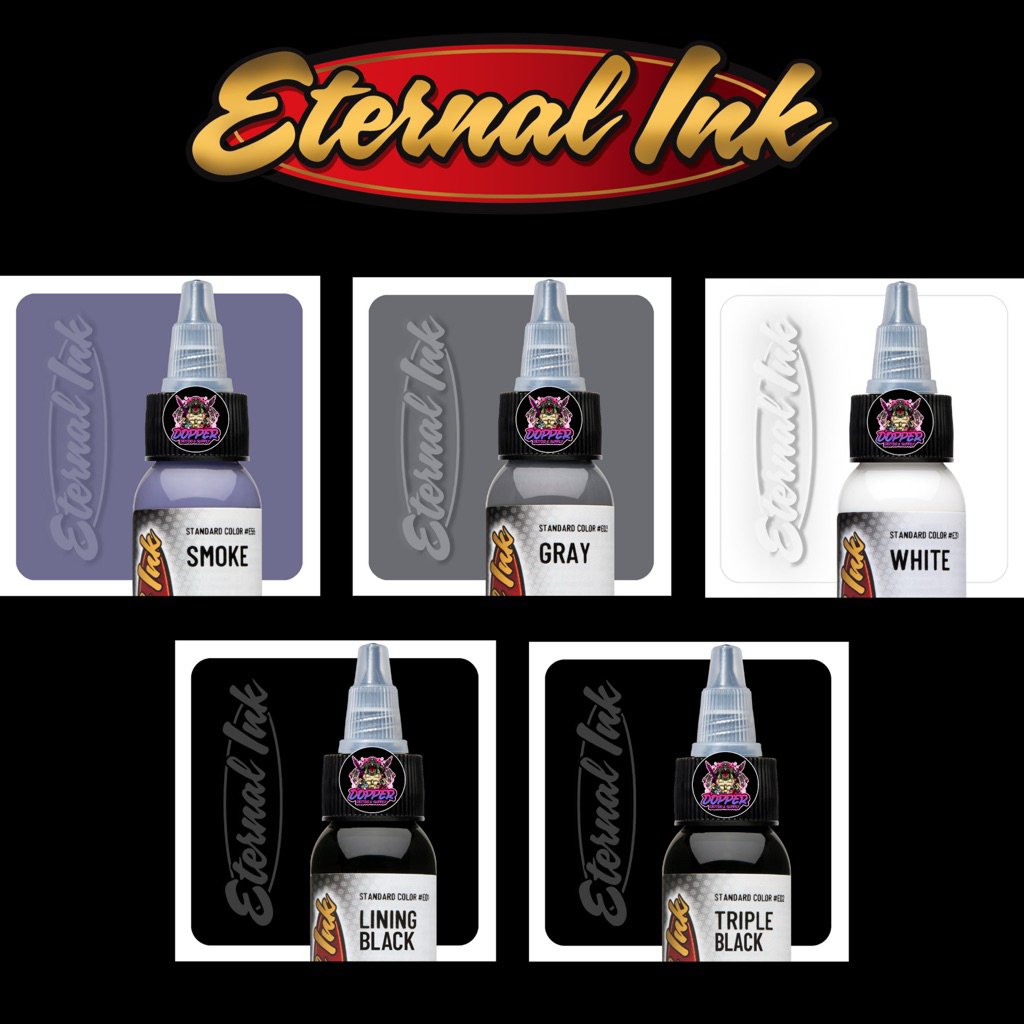 หมึกสัก Eternal Ink 1/2 oz. และ 1 oz. / เฉดเทา, ขาว, ดำ