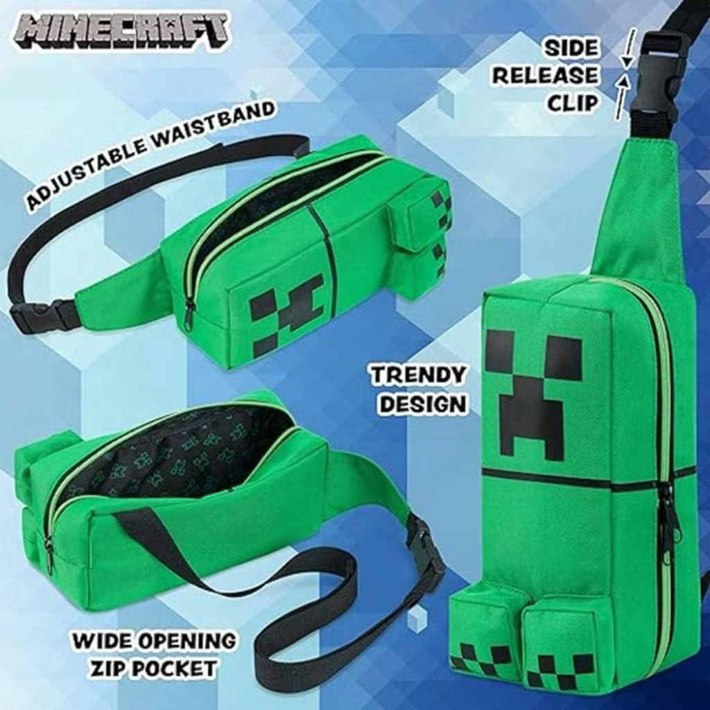 ใหม่ พร้อมส่ง กระเป๋าเป้มายคราฟ ขนาด 27*13.4 ซม. กระเป๋าเป้ Minecraft School Bag Backpack Creeper Shoulder Bag ของแท้
