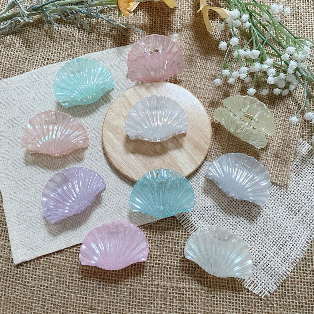 [6cm] กิ๊บงับหนีบผมอะคริลิคตัวเล็กรูปทรงหอยเชลล์เนื้อเงาใส ราคาต่อ1ชิ้น