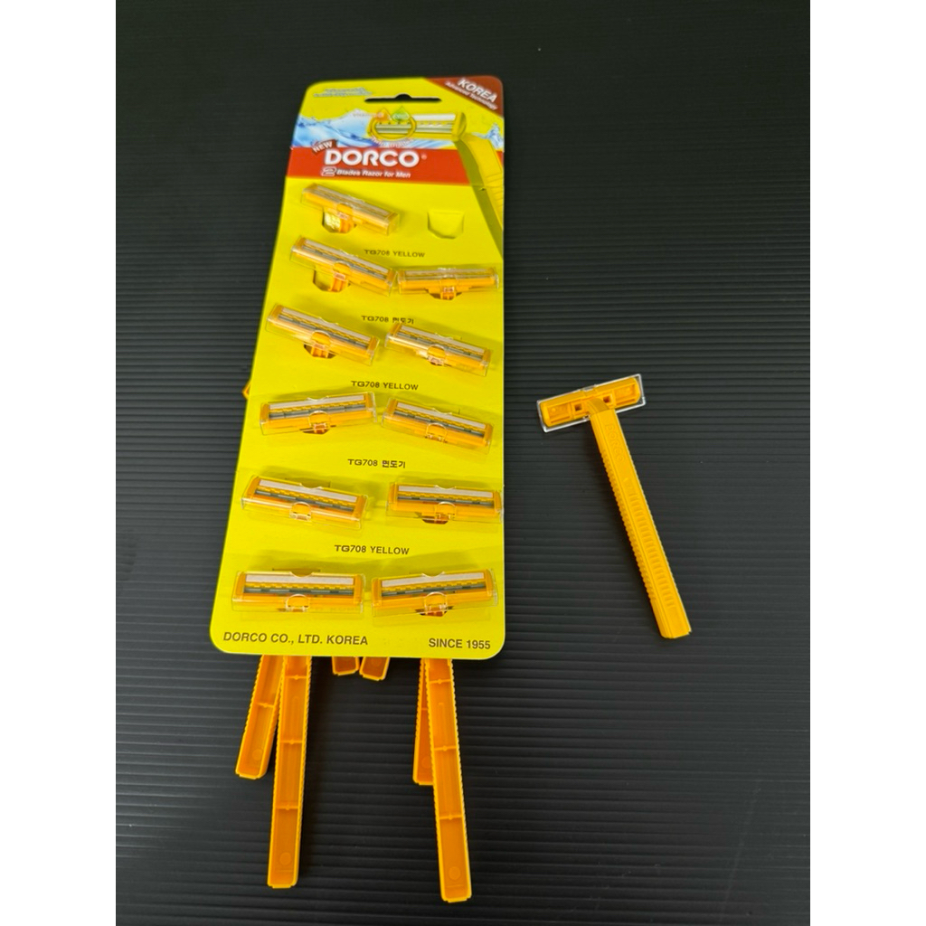 มีดโกน DORCO < ของแท้ คมมาก> ด้ามมีดโกนเหลือง  ยกแผง < แพ็ค 12 ด้าม> โกนได้นุ่มนวล เกลี้ยงเกลา มีดโกนหนวด  พร้อมส่ง - รูปที่ 2