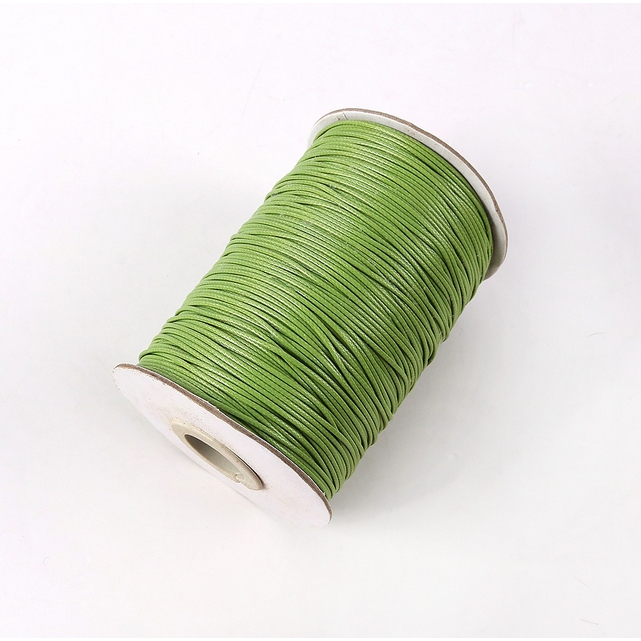 เชือกคอตตอน เคลือบ wax ขนาด 1.5 มม. 90 ซม. (1 หลา) สีเขียวอ่อน