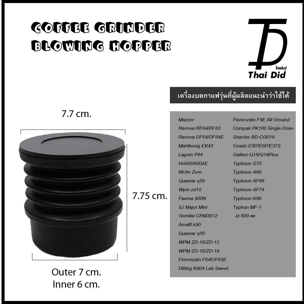 ยางตบ ไล่ผงกาแฟ blowing hopper สำหรับเครื่องบดกาแฟ อาทิ รุ่น Mahlkonig EK43, Gemilai CRM3812, อื่นๆ