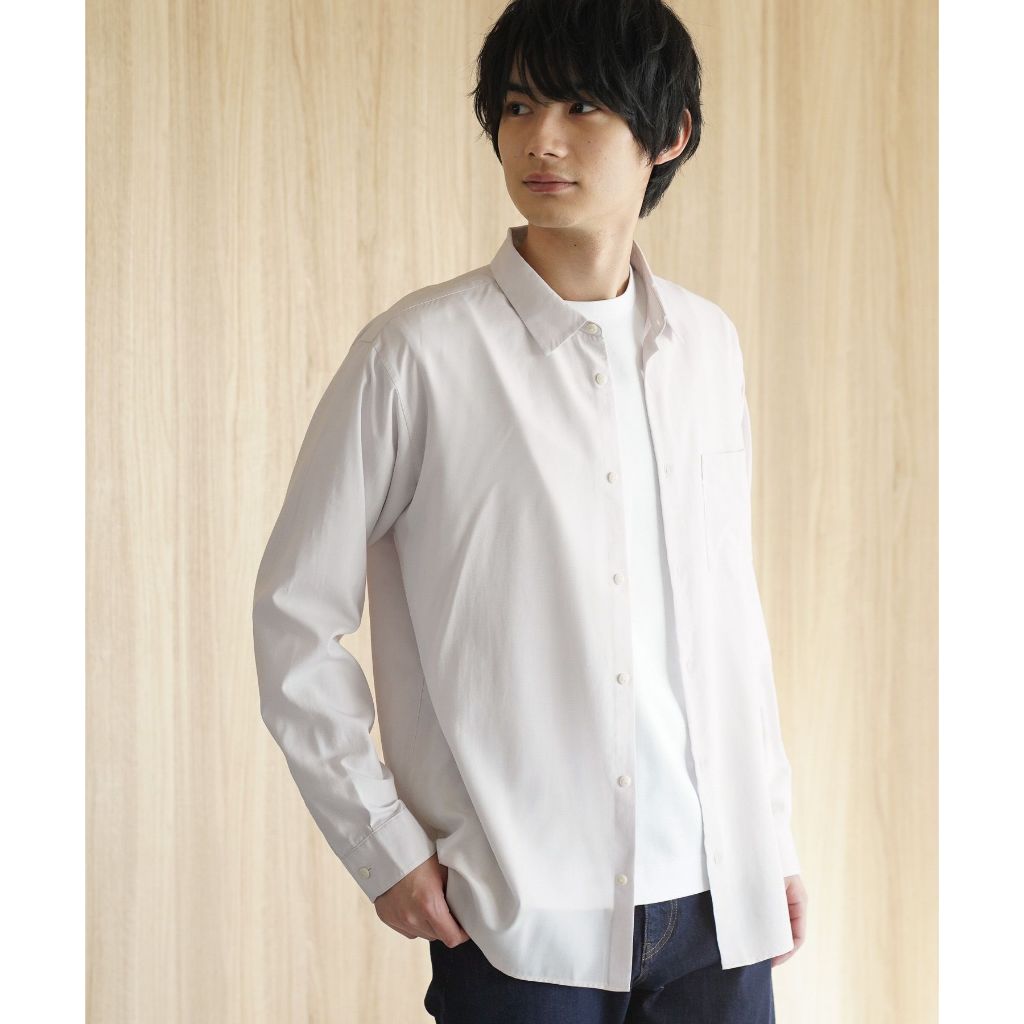 GLOBAL WORK เสื้อเชิ้ตผู้ชาย ยับยาก สัมผัสเย็นสบาย Salasama Regular Shirt (Long Sleeve)