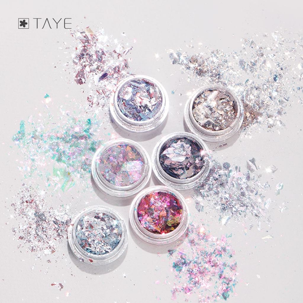 TAYE Nail Ice Foil Flakes – แผ่นออโรร่า ฟอยล์สะท้อนแสง เงาวิบวับ  สำหรับตกแต่งเล็บ