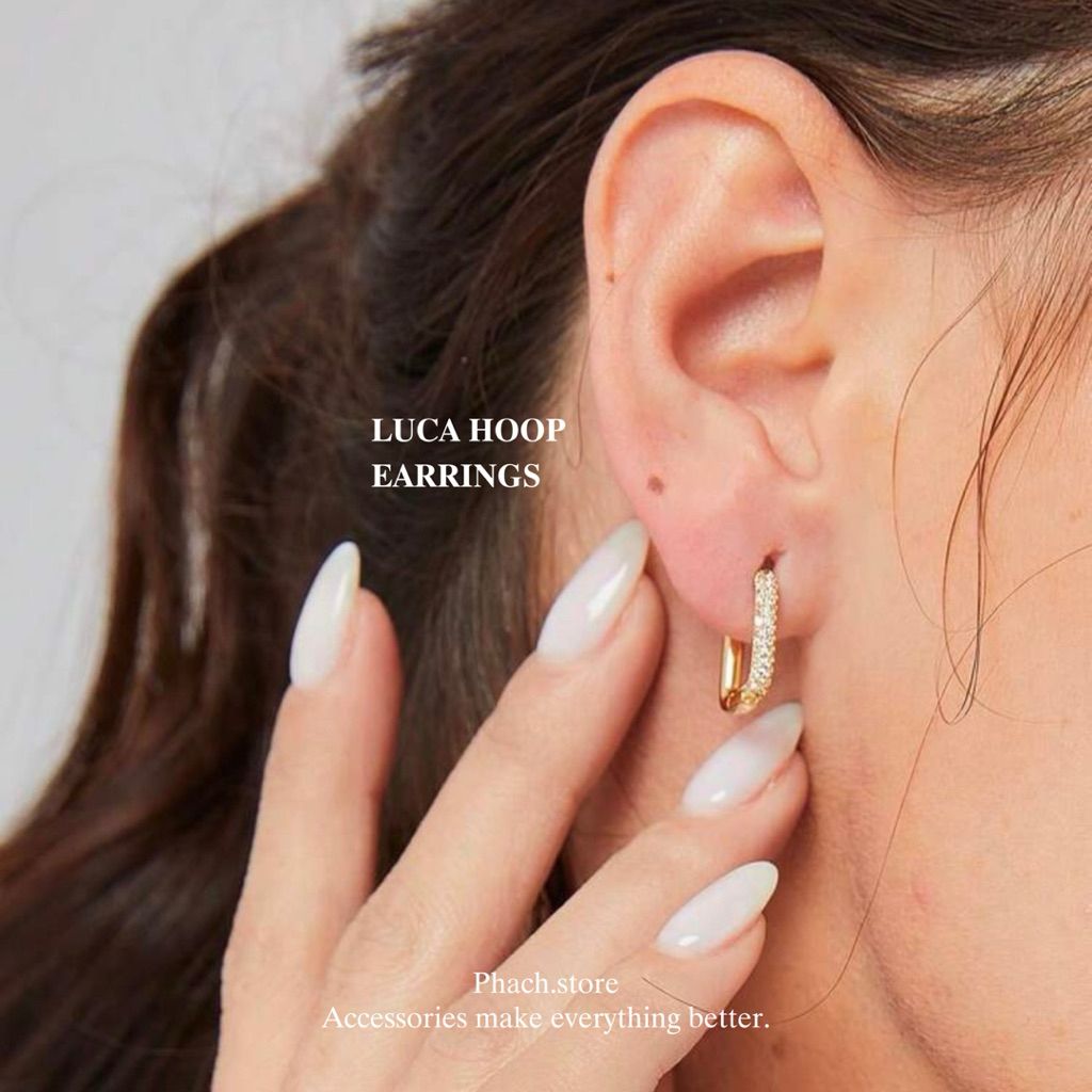 LUCA HOOP EARRINGS ต่างหูห่วงดีไซน์เพชร *ขายดี*