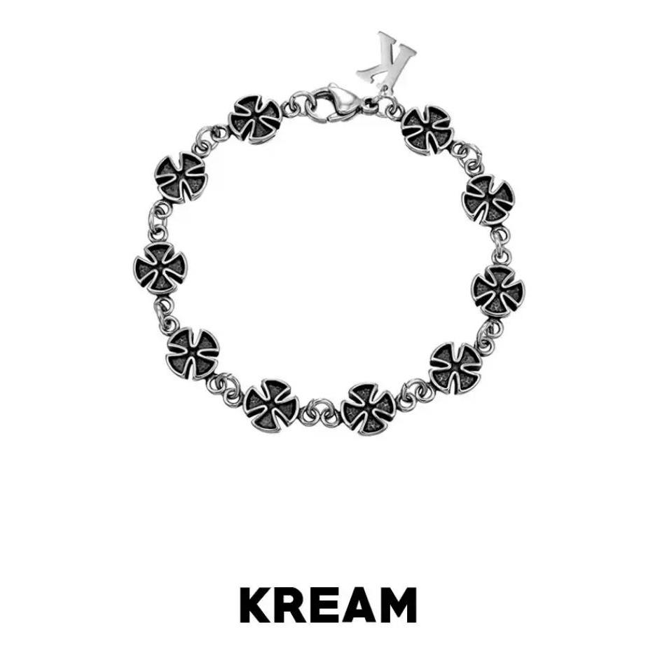 KREAM Retro Titanium Steel Old Cross Bracelet Men's Personality Trend Hip-Hop Accessories