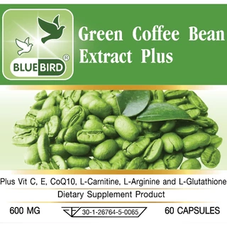 สารสกัดจากเมล็ดกาแฟไม่คั่ว พลัส Green Coffee Bean Extract Plus ตรา บลูเบิร์ด ขนาด 600 มก. 60 เม็ด