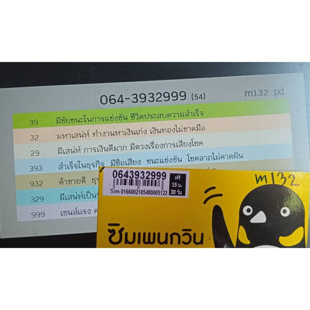 m132 064-3932999 เบอร์ตองเก้า ท้ายตอง 999 ส่งฟรี ย้ายค่ายฟรี