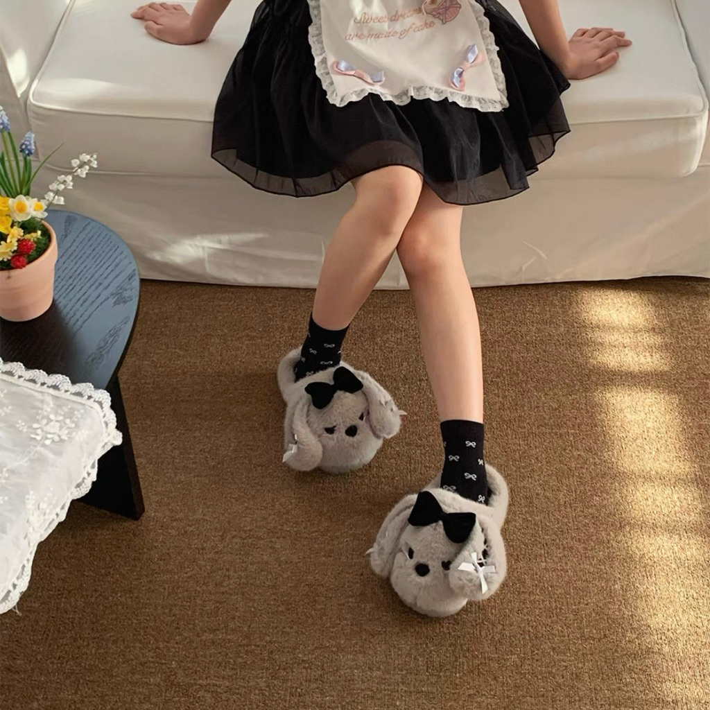 พร้อมส่ง🩶รองเท้า Elegant Cozy สไตล์สาวฝรั่งเศส น่ารักแต่ไม่เด็ก สลิปเปอร์ขนนุ่ม โกธิคโลลิต้า รองเท้าน่ารัก 49089 - รูปที่ 6