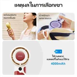 AISOLOVE F16 พัดลมพกพา พัดลม แบต 4000mAh ปรับความแรง 5 ระดับ พอร์ท Type C
