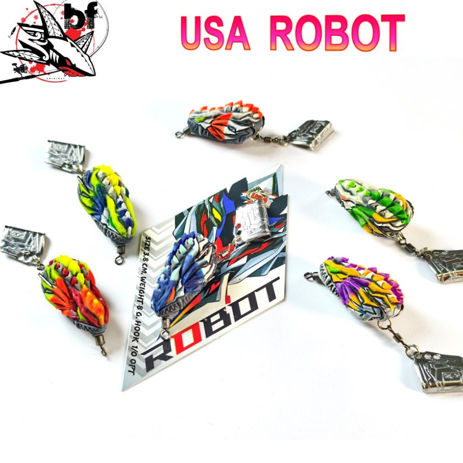 กบยาง Robot by น้าโอ๊ต usa 3.8 ซม. เบ็ด 1/0 นน. 8 g. ราคาตัวละ 125 บาท