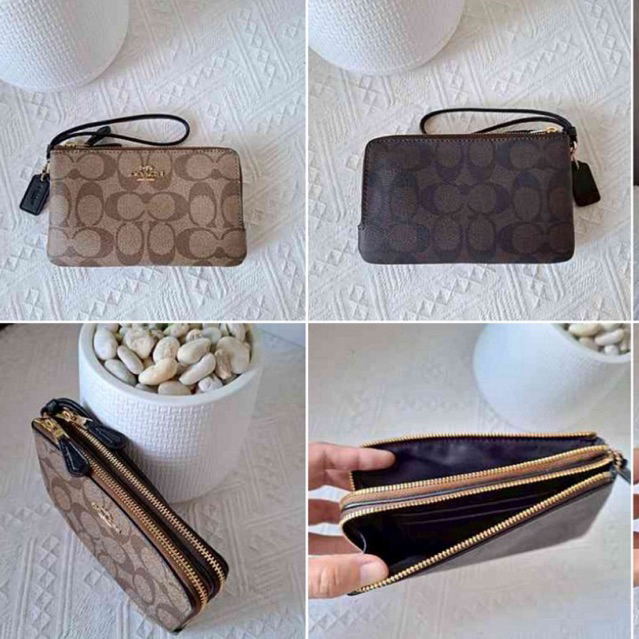 💚แท้💯 พร้อมส่ง💚 Coach 87591 / 6649 Wristlet คล้องมือ 2 zip S ใส่ i/6/7/8/x ได้ **ใส่ plus ไม่ได้ค่ะ*