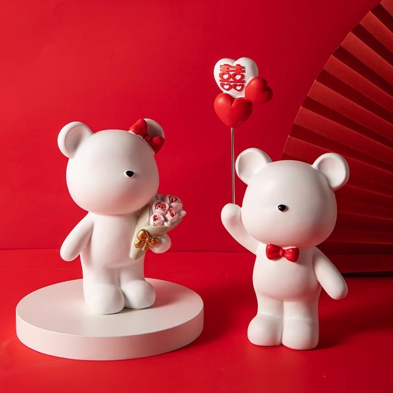 ตุ๊กตาหมีแต่งงาน หมีคู่รัก ตุ๊กตาคู่รักพร้อมกล่อง งานเรซิ่น-พร้อมส่งจากไทย