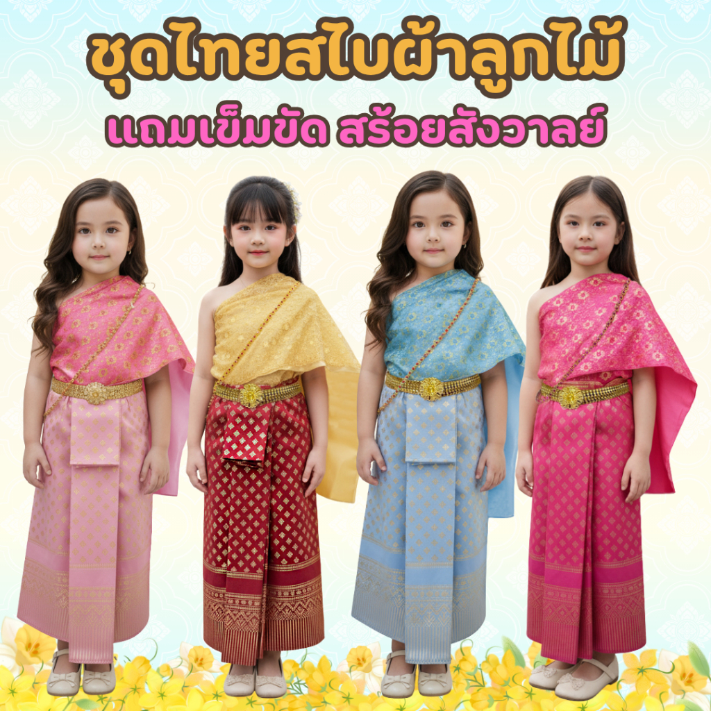 (KIDCITY) ชุดไทยสไบ ชุดไทยเด็กผู้หญิง ชุดไทยลอยกระทง ชุดไทยเด็ก
