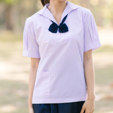 เสื้อนักเรียน คอปกทหารเรือ หญิง ตราเรือใบ ชุดนักเรียน เสื้อปกทหารเรือหญิง