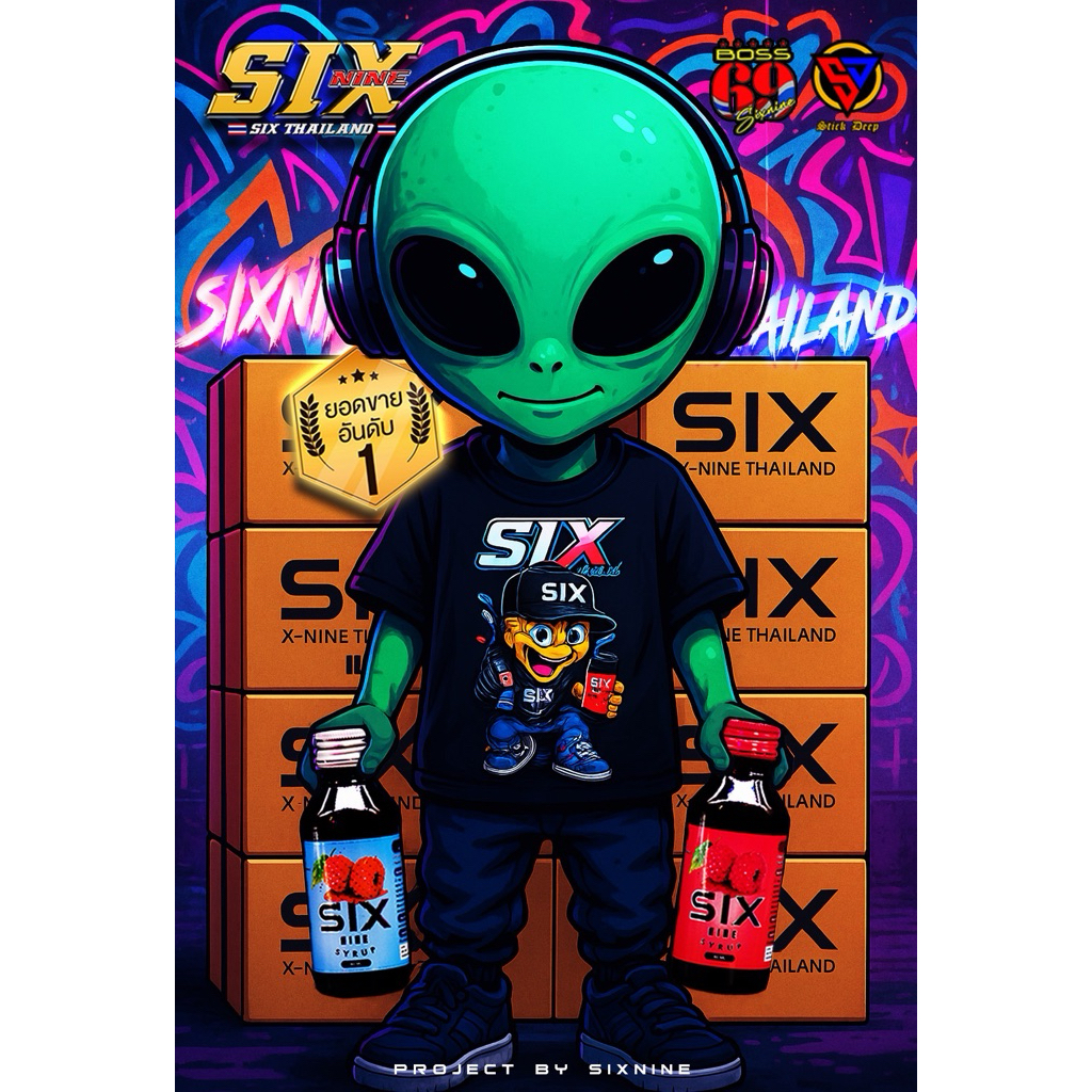 Sixไซรัปแบบขวด1มัด(200ขวด)ของแท้100%