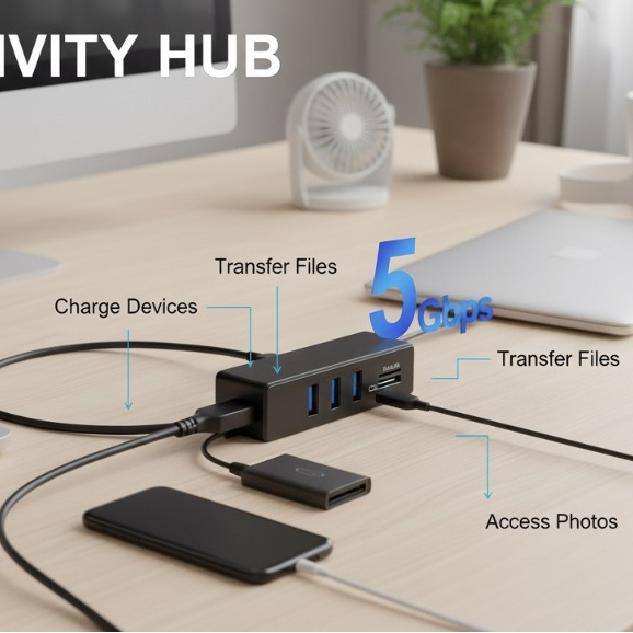 USB HUB 3.0 TF SD Card Multiport Hub สำหรับพีซีคอมพิวเตอร์แล็ปท็อป Macbook