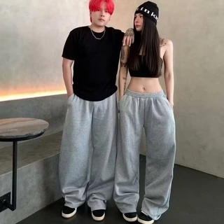 กางเกงวอร์มขากระบอกใหญ่ ทรง BAGGY PANTS.ผ้าสำลี ช&ญ ใส่ได้ รุ่นสูง 155 165 170 175 ซม