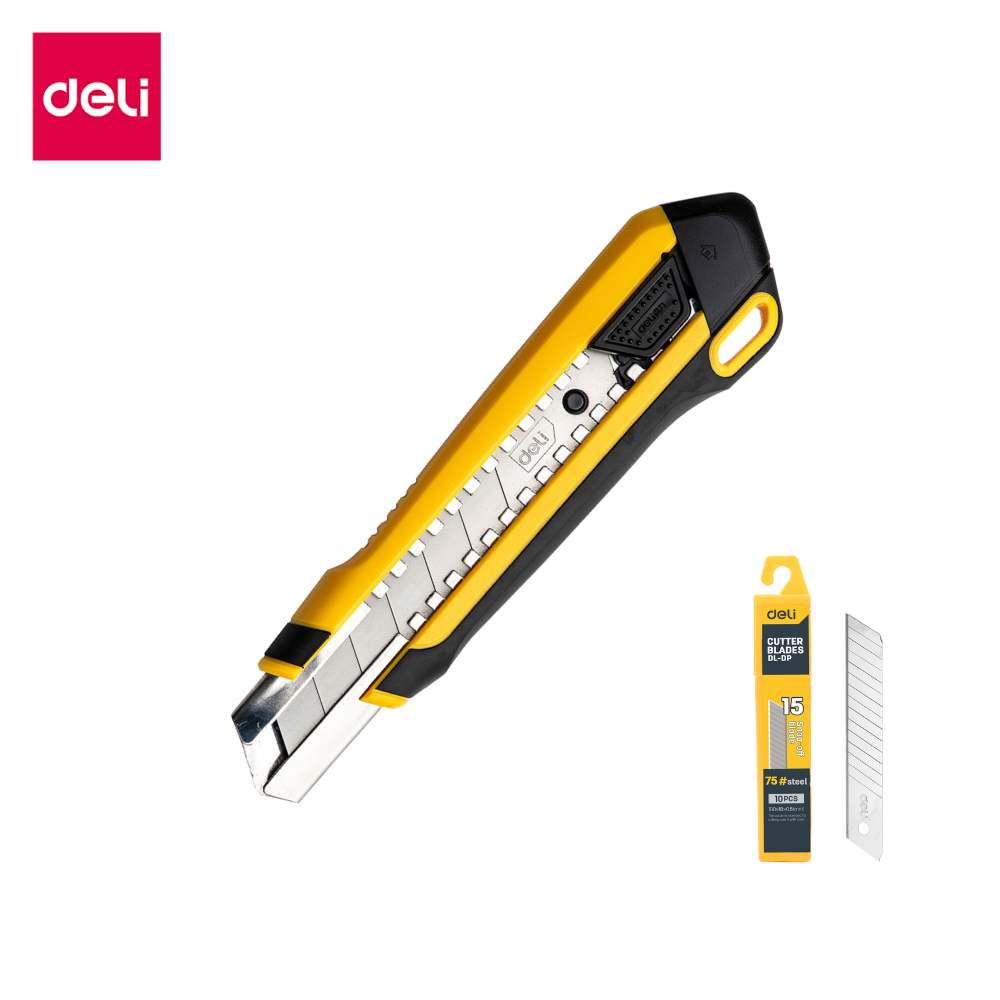 Deli คัตเตอร์ 25มม คัตเตอร์เหล็ก มีดคัตเตอร์ ใบมีดคัตเตอร์เล็ก ใบมีดคัตเตอร์ ใบมีด อุปกรณ์สำนักงาน C