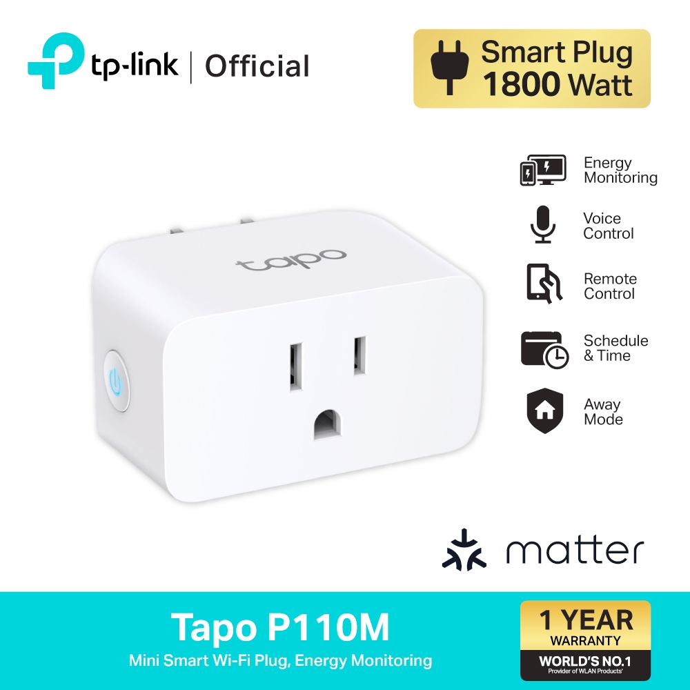 TP-Link Tapo P110M สมาร์ทปลั๊ก Mini Smart Wi-Fi Plug, Energy Monitoring สั่งเปิดปิดเครื่องใช้ไฟฟ้าผ่