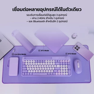 Fantech คีย์บอร์ดไร้สาย (แป้นพิมพ์สกรีนไทย) คีย์บอร์ดพร้อมเมาส์ ใช้งานได้หลายอุปกรณ์ รุ่น WK899