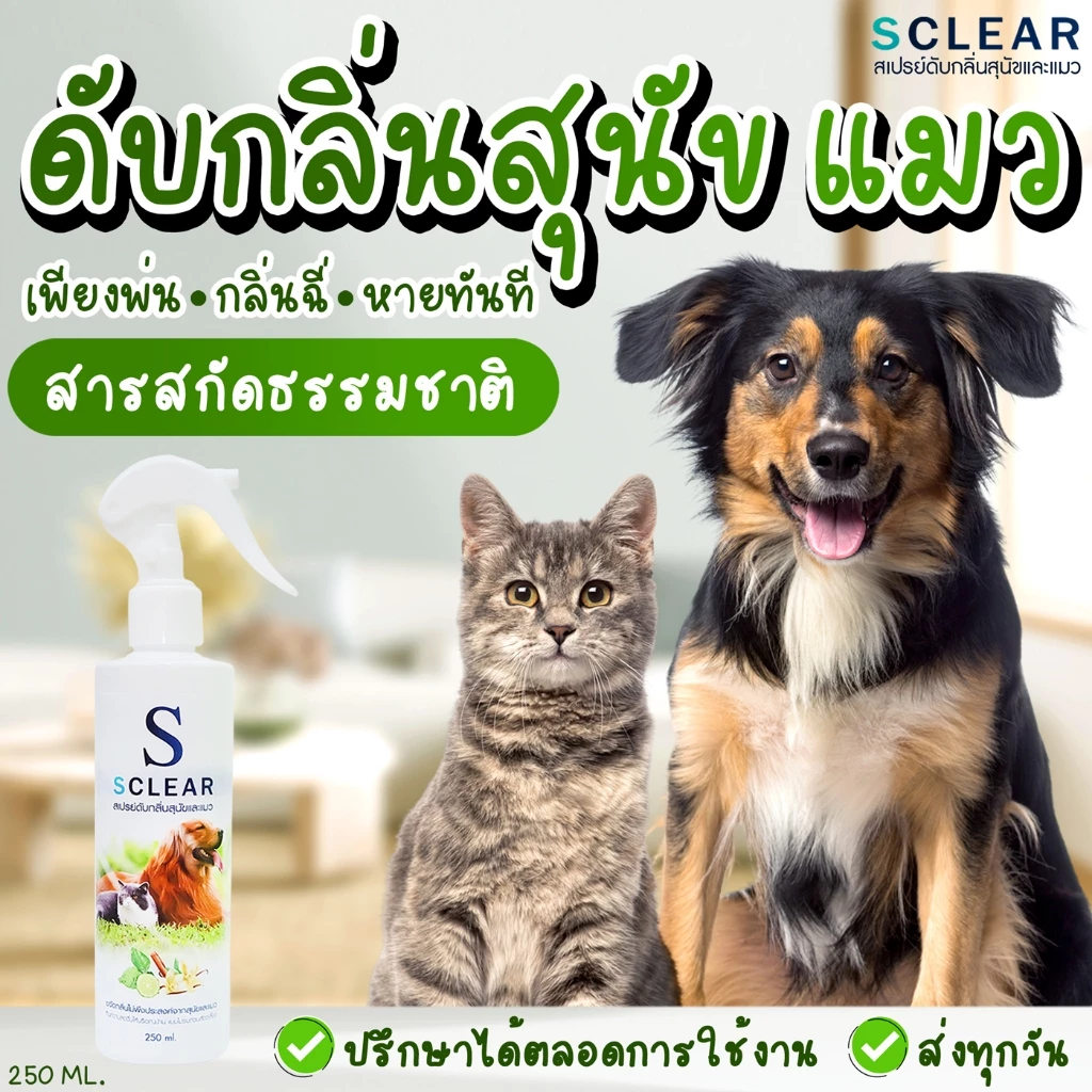 สเปรย์ดับกลิ่นสุนัข แมว SCLEAR สเปรย์ดับกลิ่นแมว ดับกลิ่นฉี่หมา ดับกลิ่นฉี่ 250 มล. ส่งไว ส่งทุกวัน