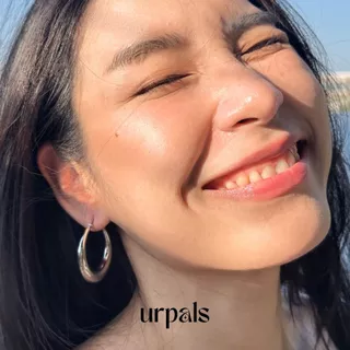 URPALS ต่างหูห่วง ต่างหูสายฝอ Stainless ชุบทอง 18K คุณภาพสูง ใส่อาบน้ำ ออกกำลังกายได้