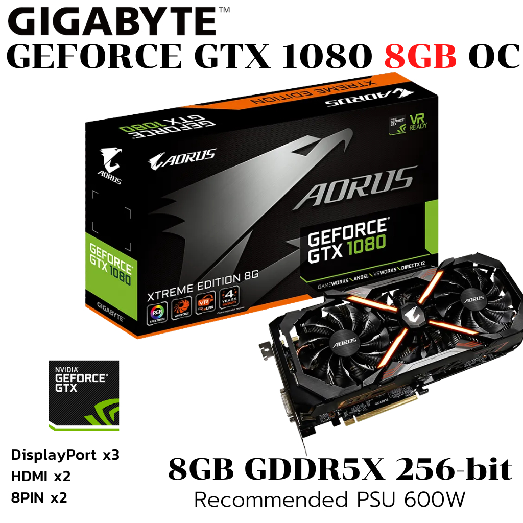 VGA (การ์ดแสดงผล) GIGABYTE AORUS GeForce GTX 1080 Xtreme Edition 8GB