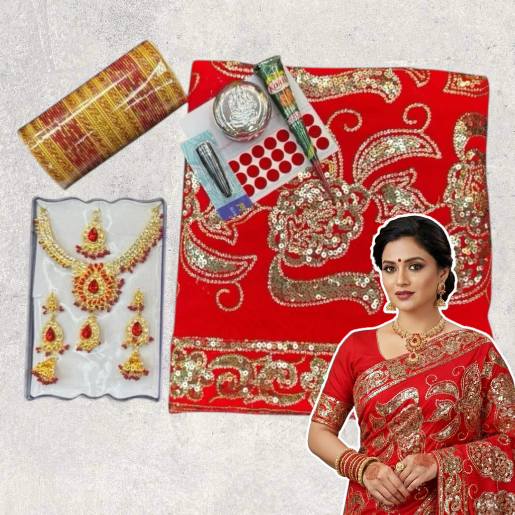 Indian Saree Full Set ชุดส่าหรีอินเดีย ครบเซ็ตพร้อมเครื่องประดับ