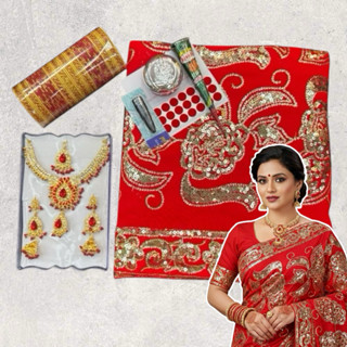 Indian Saree Full Set ชุดส่าหรีอินเดีย ครบเซ็ตพร้อมเครื่องปร…