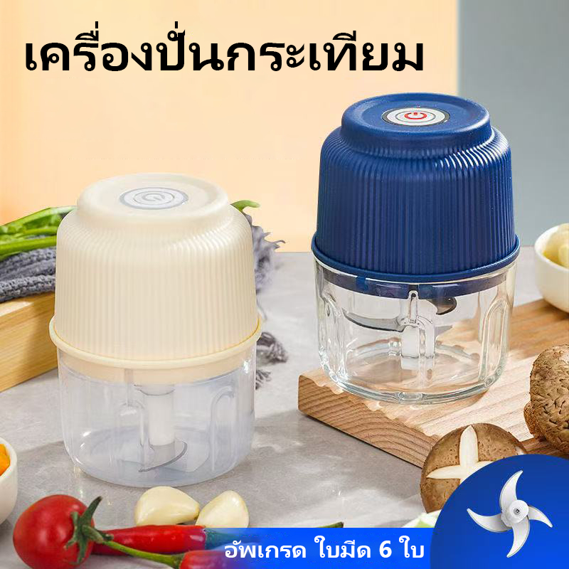 Oivia  เครื่องบดสับอาหารไฟฟ้าไร้สาย  ชาร์จด้วยUSB เครื่องปั่นพริกกระเทียม 300ML ใช้งานง่าย