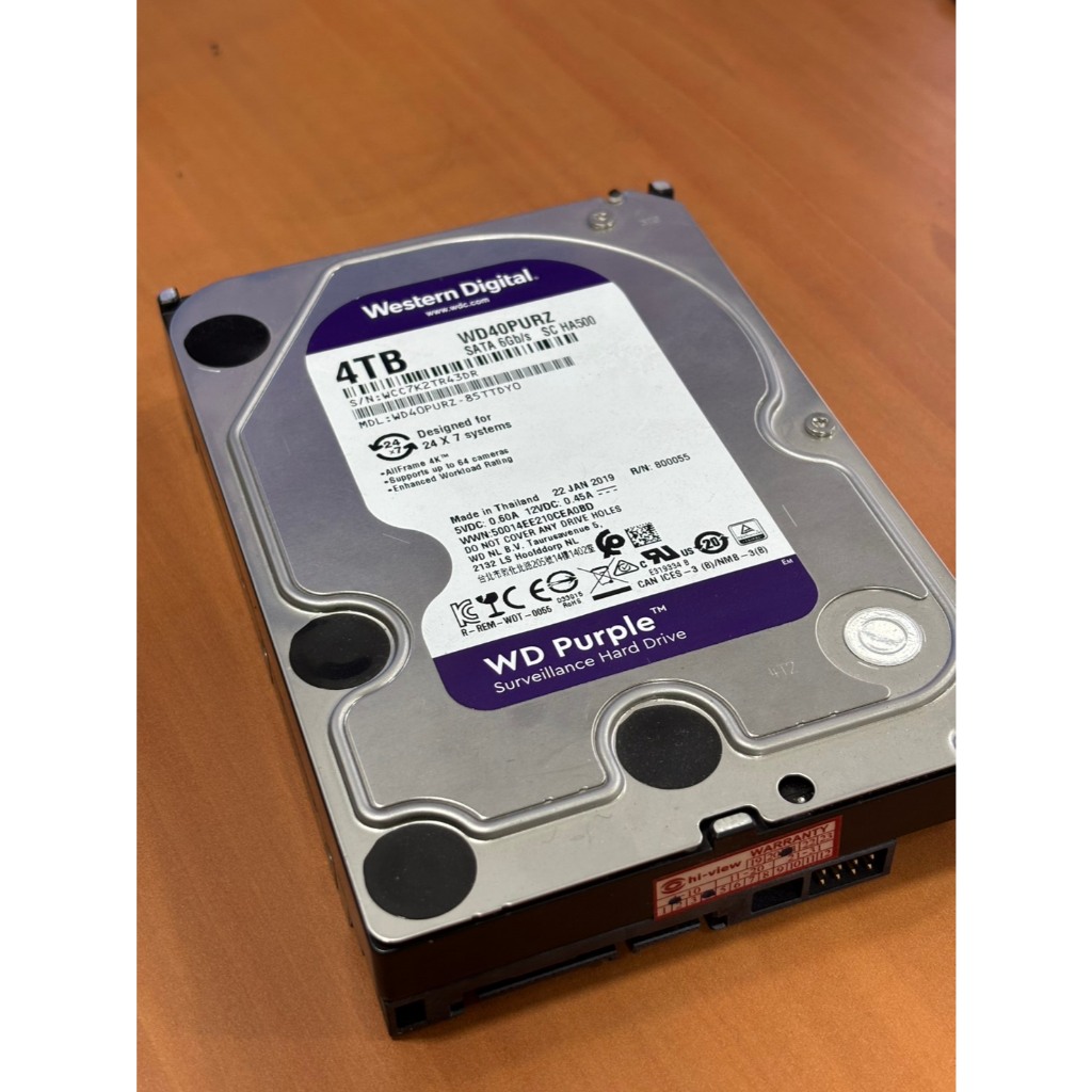 4 TB HDD CCTV WD PURPLE (5400RPM, 256MB, SATA-3,WD43PURZ)
