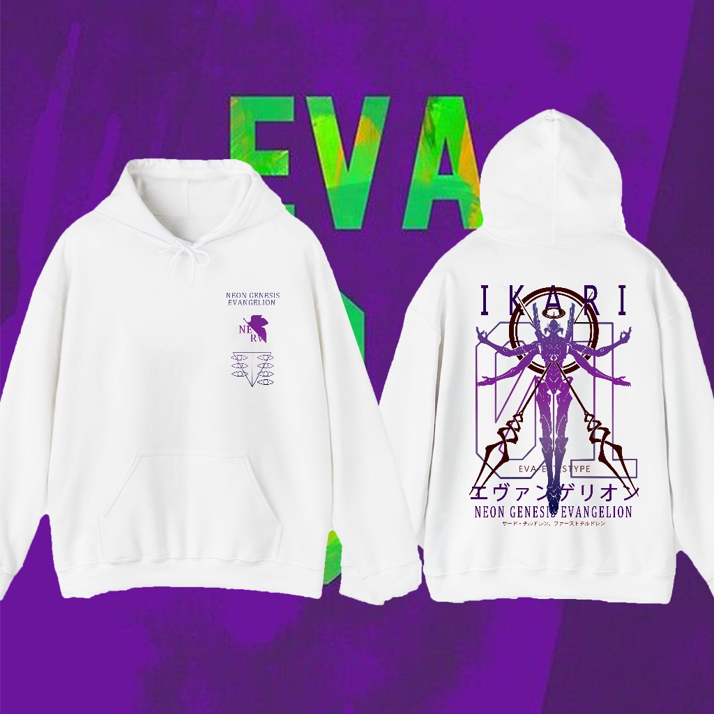 สไตล์ใหม่ NEW เสื้อฮู้ด พิมพ์ลายการ์ตูนอนิเมะ Neon Genesis Evangelion สองมิติ สําหรับผู้ชาย Man ผ้าฝ้าย Clothing M-3XL