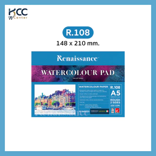 สมุดวาดเขียน กระดาษวาดรูป ขนาด A5 R108 R208 หนา200แกรม Renaissance ผิวเรียบ/ผิวหยาบ (จำนวน1เล่ม)