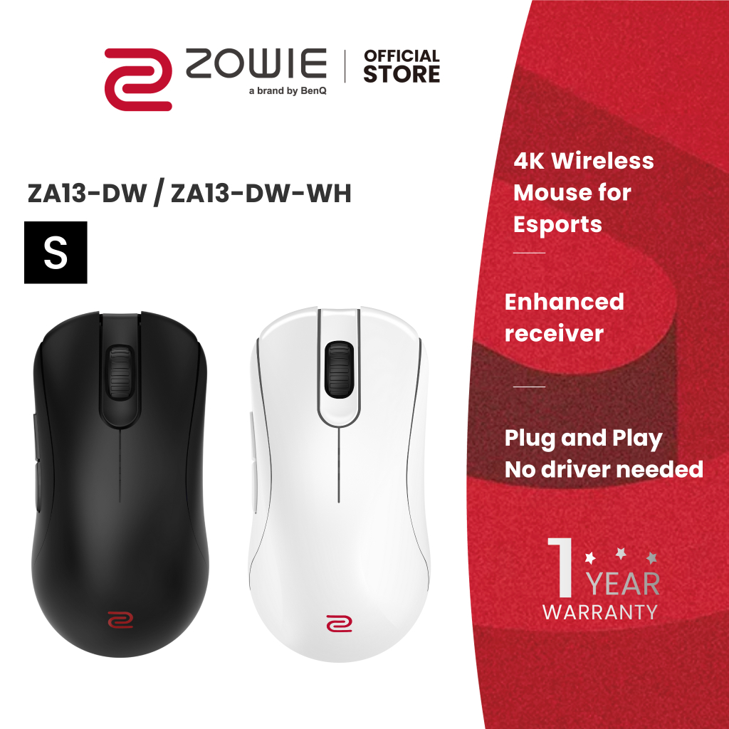 ZOWIE ZA13-DW 4K Wireless Mouse for Esports ขนาด S/เล็ก (เมาส์เกมมิ่ง 4K, เมาส์ไร้สาย)