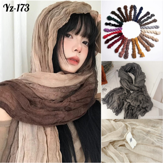 ผ้าพันคอ YZ-173 ผ้าคลุมไหล่ผู้หญิง ผ้าฝ้ายผ้าลินิน นุ่มและบางเบา มีหลายสี ราคาถูก
