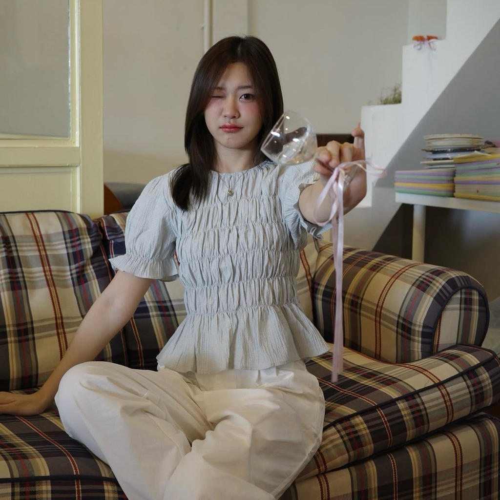 Mon2sun : Ju ne basic top สีฟ้า Size S-M