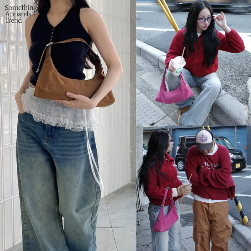 Somethingapparels trend – Jennie Shoulder bag -(รวมสี) กระเป๋าแทนที่มีราคาถูกกว่า (หนังกลับเทียม)สะพายข้าง กระเป๋าถือ ราคา ถูกที่สุด ดีลบีเคเค แกลเลอรีภาพที่ 7