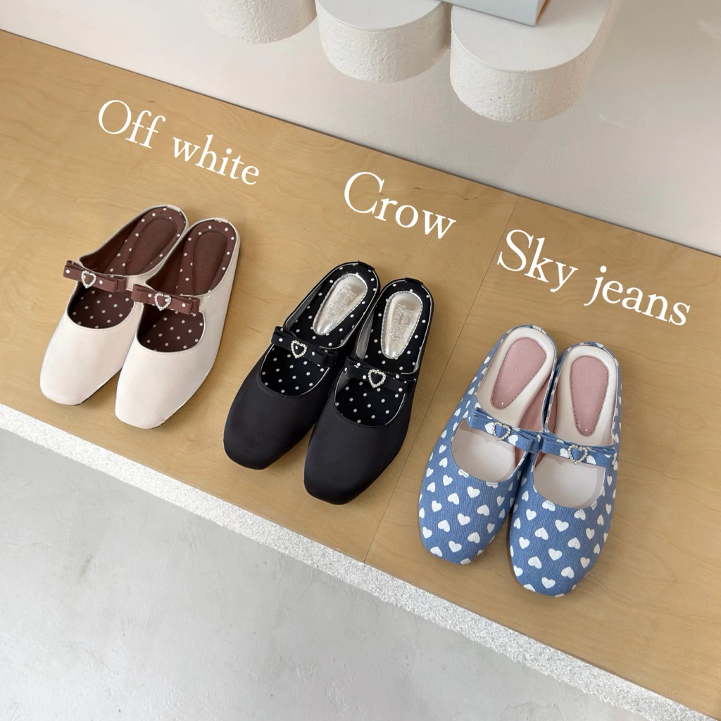รองเท้าmaryjean Babymonster รุ่นAdelรองเท้าเปิดส้น เข็มขัดผัวใจเพชร ติดโบว์ 🎀