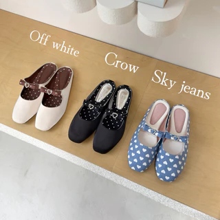 รองเท้าmaryjean Babymonster รุ่นAdelรองเท้าเปิดส้น เข็มขัดผัวใจเพชร ติดโบว์ 🎀