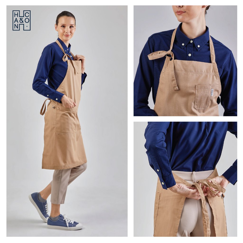 HAN&CO. Paris Apron (Brown Khaki, Grey, Denim) ผ้ากันเปื้อนเต็มตัวสายคล้องคอรุ่น Paris (สีนำ้ตาล ,กากี, เทา, เดนิม)