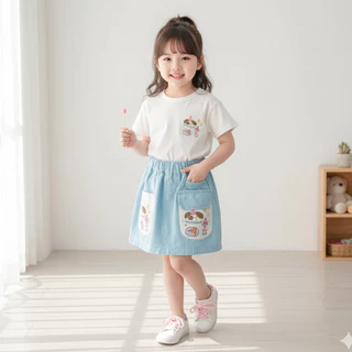 Babyonline(Y414)B4 (ส่งด่วน1วัน)กระโปรงกางเกงแฟชั่นเด็กผู้หญิงลายการ์ตูนสุดน่ารัก มีกระเป๋าหน้า2ข้าง ผ้าฝ้าย นิ่ม