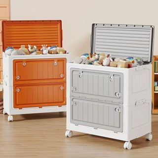 MULI กล่องเก็บเสื้อผ้า ดีไซน์ใหม่ ประตูคู่พับได้ ล้อหมุนได้ …